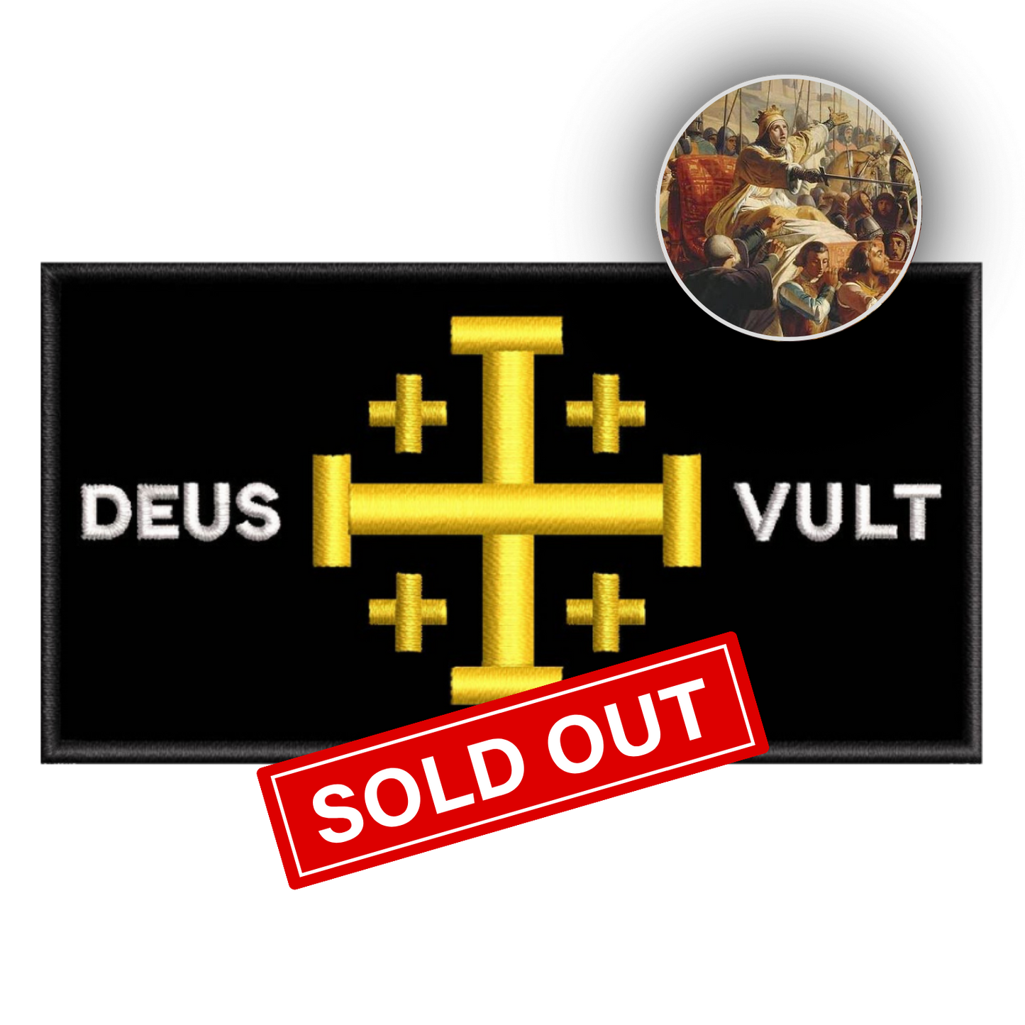(Velcro) Jerusalem Cross - DEUS VULT